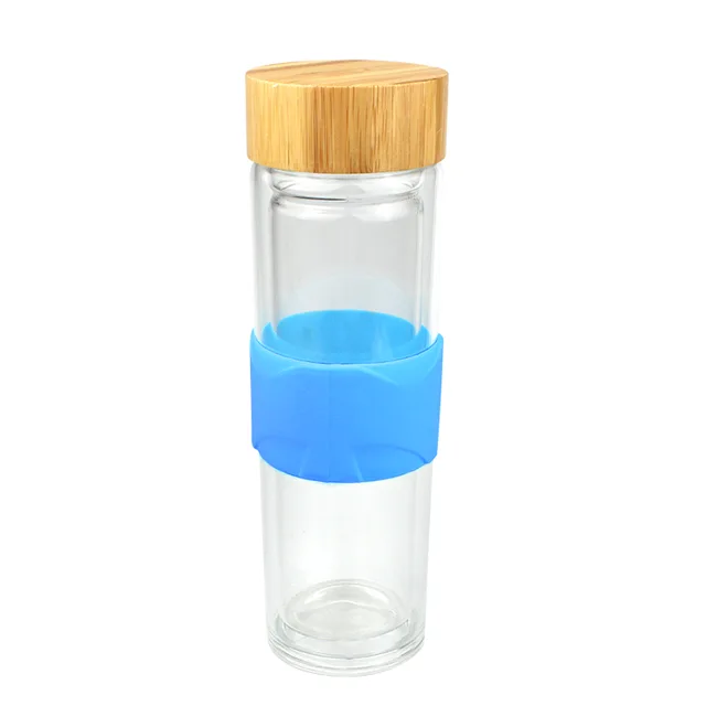Double wall borcilicate bottle with bamboo lid