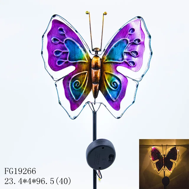 Solar light outdoor metal butterfly plug in garden yard lawn landscape