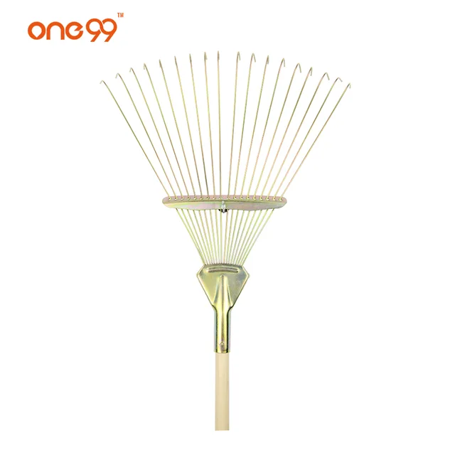 New style 18 teeth color galvanized golden adjustable retractable rake