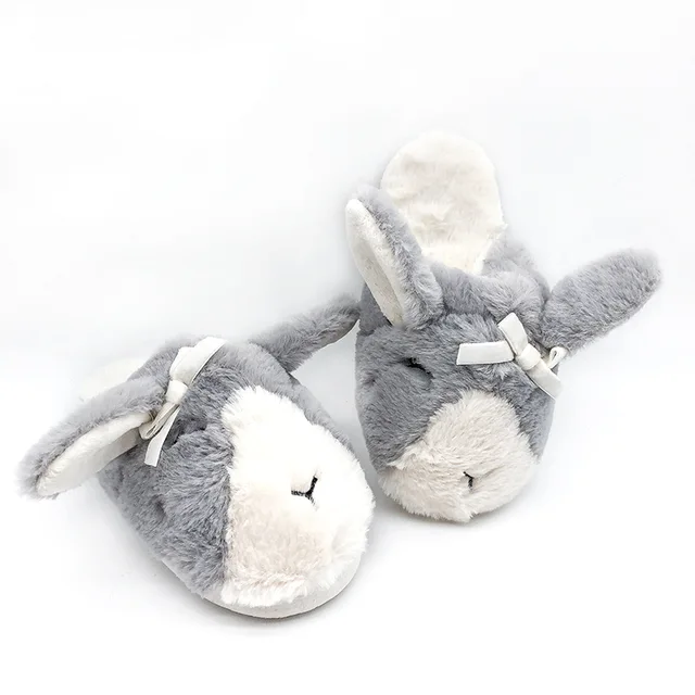 Kids Faux Rabbit Fur Animal Mule Slipper