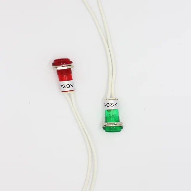 10mm Neon indicator lamp with resistor, cable