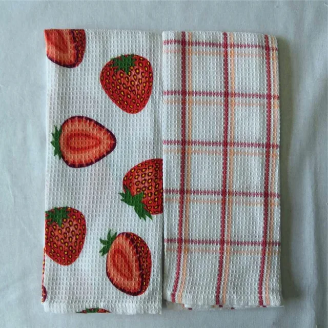 Waffle printed tea towel 2pk