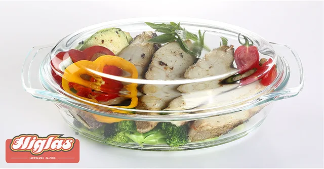 0.7l/1.5l/2l/2.5l Oval Borosilicate Glass Casserole With Lid