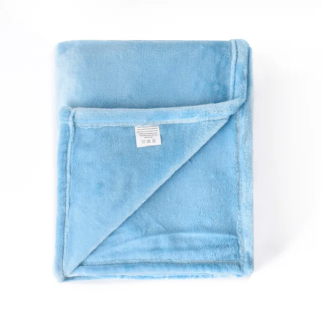 Super soft flannel solid blanket throw polyester blue white grey black brown taupe