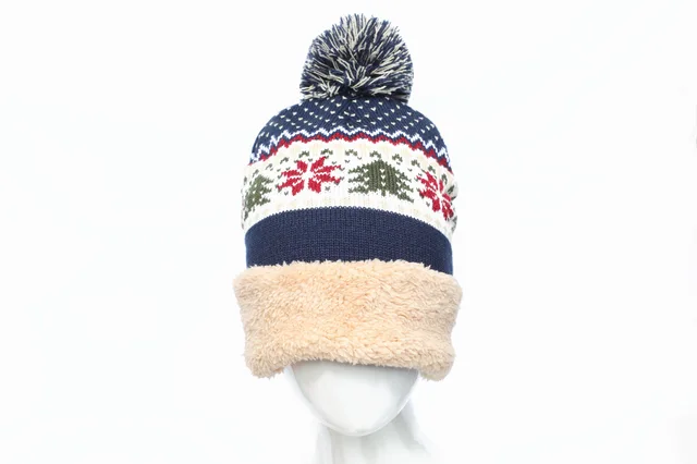 Ofoot Women/Girls/Boys Winter Thick Knit Ski Hats, Dual Layered Thermal Pom Pom Caps with Braid