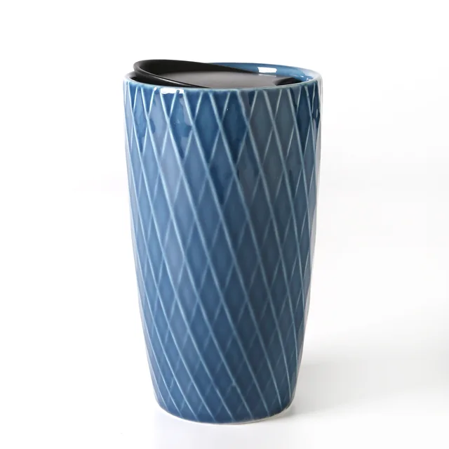 12OZ doubel wall mug,diamond grain