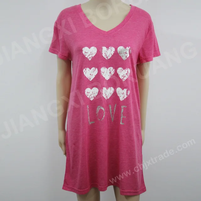 Womens Short Sleeve T/C Pajama Dress