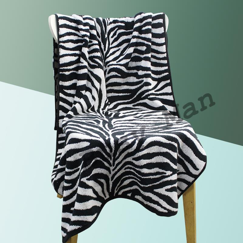 Cotton zibra pattern jacquard bath towel