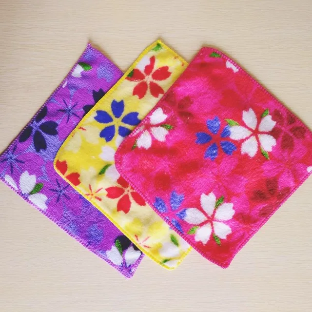 Flannel print hand towels