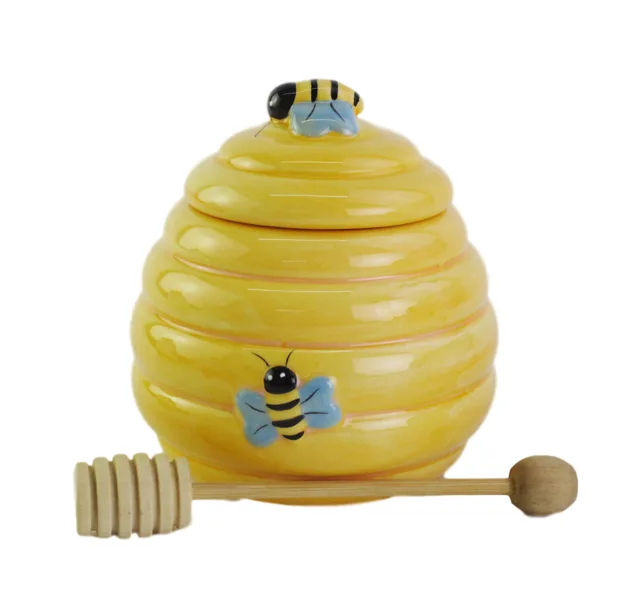 Ceramic bee sugar pot spice jar seasioning canister salt pot