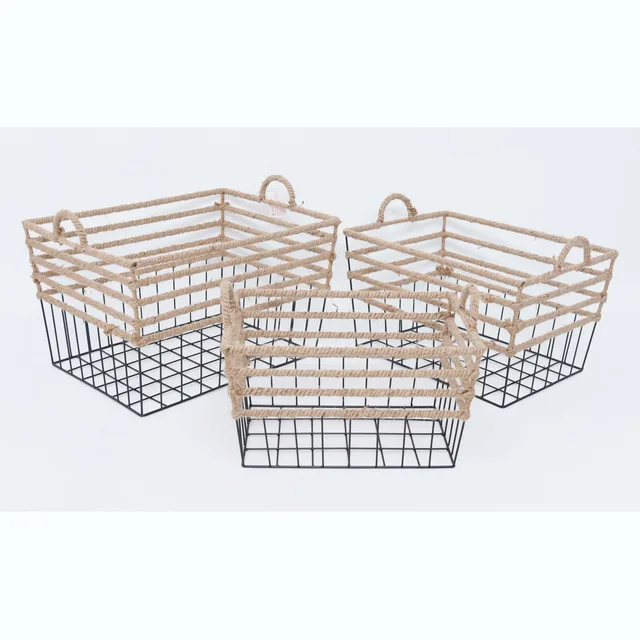 Natural Rectangle Storage Basket Metal Basket Toy Basket