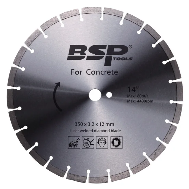 Laser welded diamond blade for green concrete