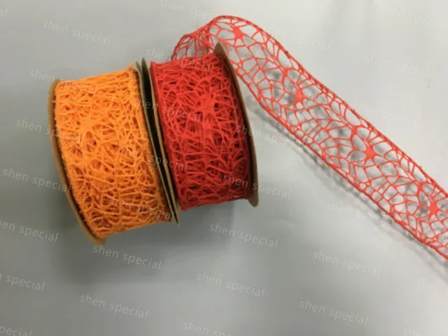 Spider mesh ribbon with wire decoration ribbon
