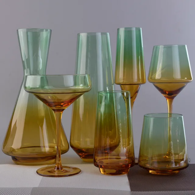 Gradient color glass set, high quality wine glass/decanter set