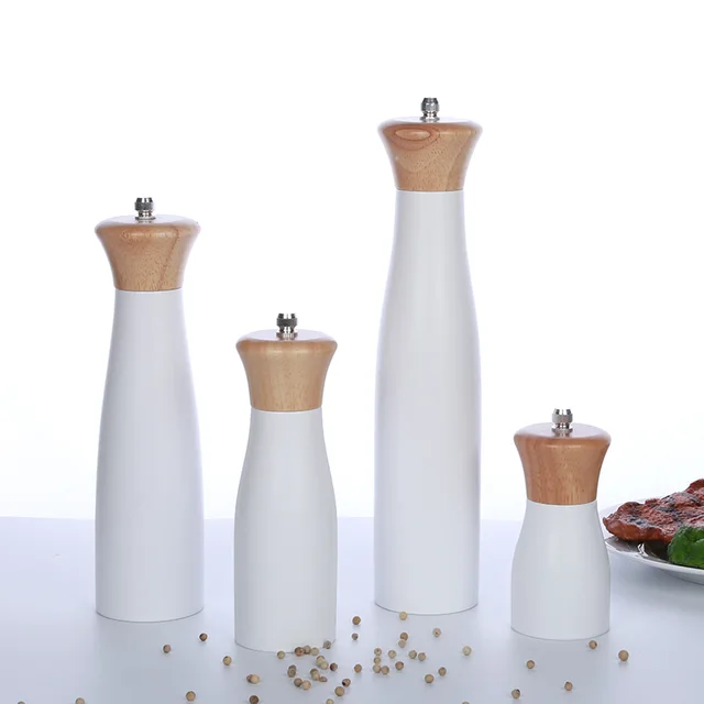Rubber wood pepper mill(ceramic grinder+aluminum stick)