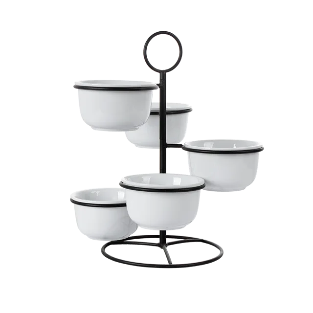 S/6 5pcs Round Bowl With Rack