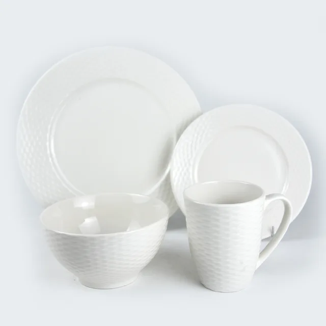 16pcs porcelain dinner set with embossment
