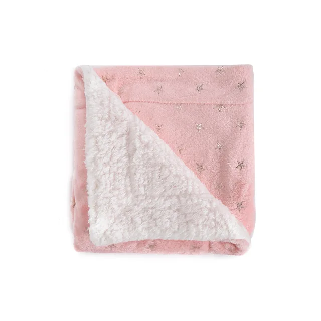Super soft foil printing flannel coral sherpa blanket throw baby blanket