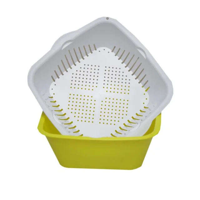 Kitchen Strainer Double layer Draining Basket,Vegetable Basket/Drying Rack/Drain Basket/Dish Tub for Food Lettuce Rice Fruit Pasta - Food Grade Kitchen Plastic