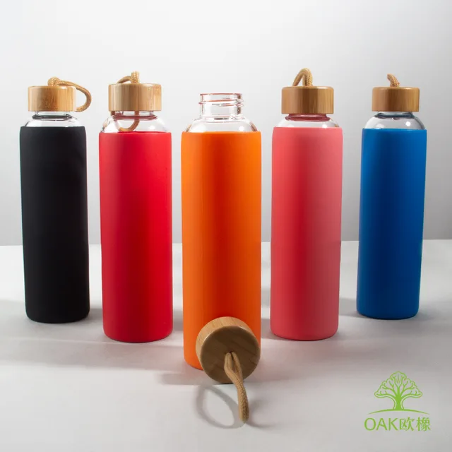 550ml glass water bottle with silicone sleeve