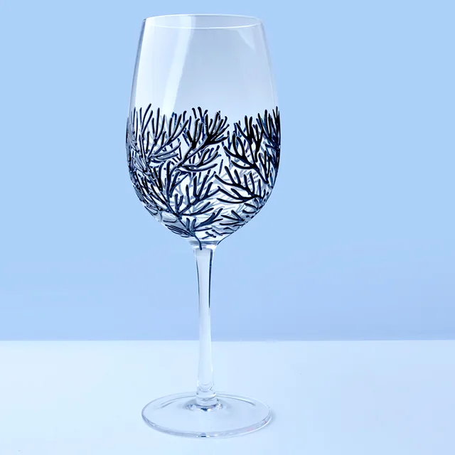 Hand made black color coralline glass drinkware