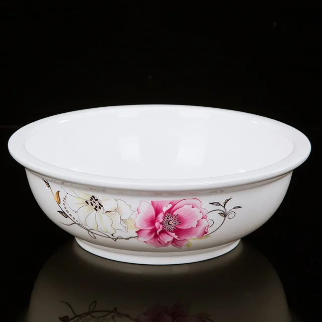 Cheap porcelain big bowl porcelain soup bowl color decal