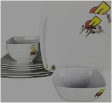 12pcs White Dinner Set Porcelain Square
