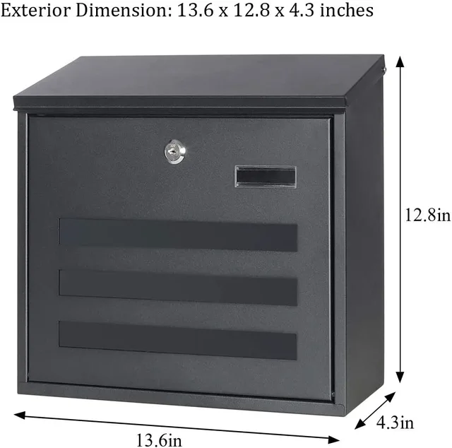 Large capacity hanging wall vertical key lock mailbox