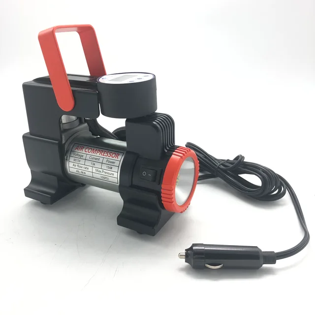 Mini pump for vehicle with led light car air compressor tire inflator dc12v portble with digital gauge