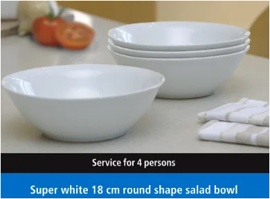 4pcs 7" Round Shape Salad Bowl Super White