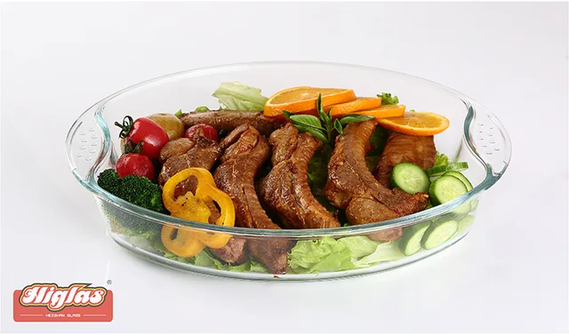 0.7l/1.3l/2.0l/2.9l Oval Borosilicate Glass Baking Dish With Dotted Handle