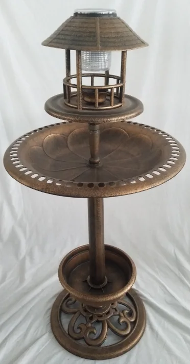 Plastic Bird Bath With Solar Light
