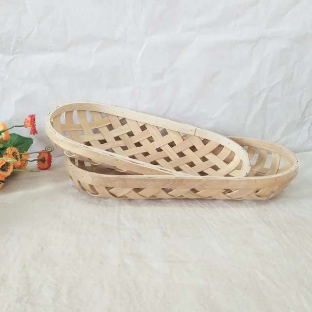 Hand-woven wooden basket bread basket fruit basket