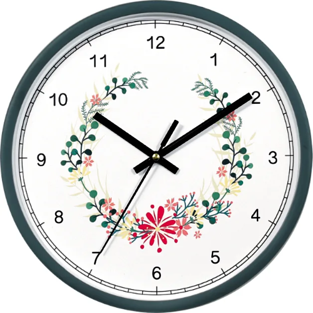 Wall clock; quartz clock; best sale; plant; promotion; gift; simple round clock; 12inch 30cm
