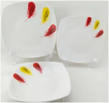 12pcs White Dinner Set Porcelain Sqaure With Plates