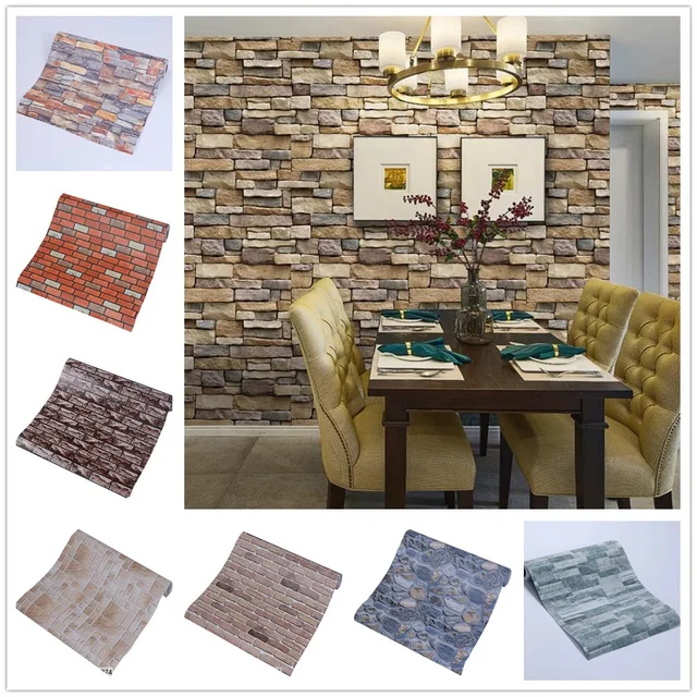Self Adhesive 3D Brick Design Wallpaper