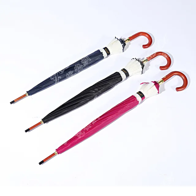 65-16B Straight auto open wooden shaft umbrella