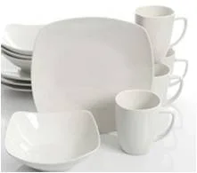 12pcs White Dinner Set Porcelain Square