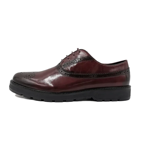New leather men lace up thick sole shoe