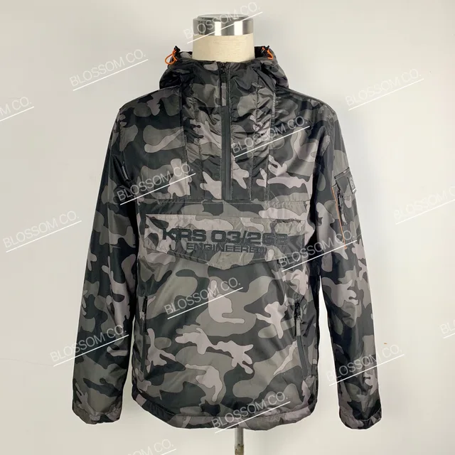 Pullover Jacket Stand Neck Printing Hip Hop Camouflage Windbreaker Men's Jacket