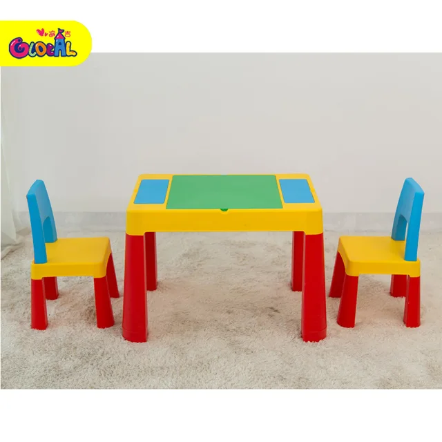 GL7834 2-IN-1 Kids Building Block & Stusy Table & Chair Set kid furniture