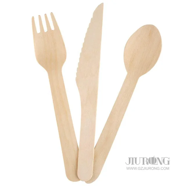 Disposable Biodegradable wooden cutlery fork spoon knife