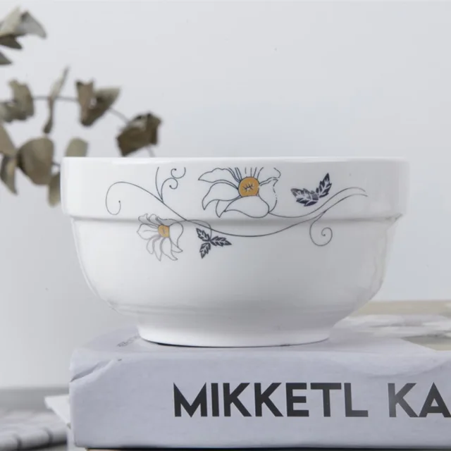 New bone china bowl ceramic edge bowl rice bowl soup bowl flower design