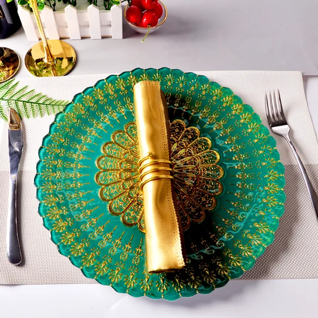 G court Court Style Retro Electroplated Glass Charger Plate