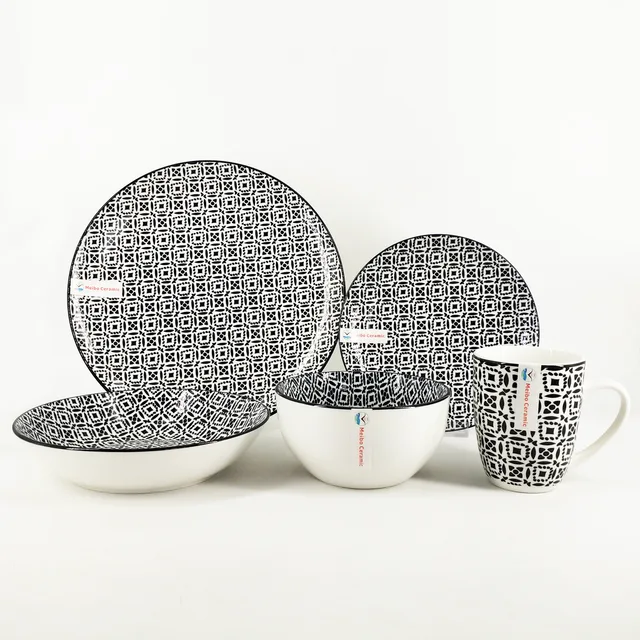 2020 popular porcelain dinner set with inside pad printing