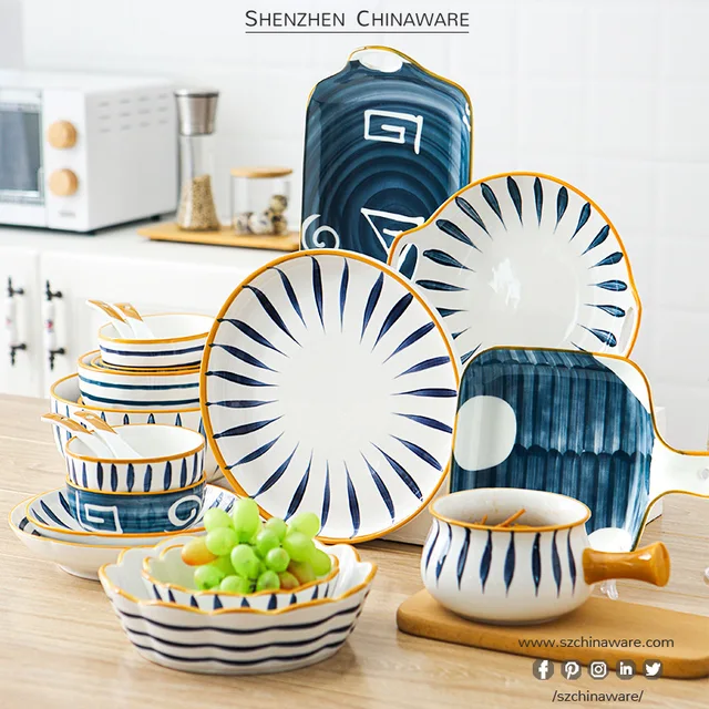 Porcelain Tableware Annual Ring M031Tableware SZChinaware Porcelain japanese Style Porcelain Noodle Soup Bowls Set