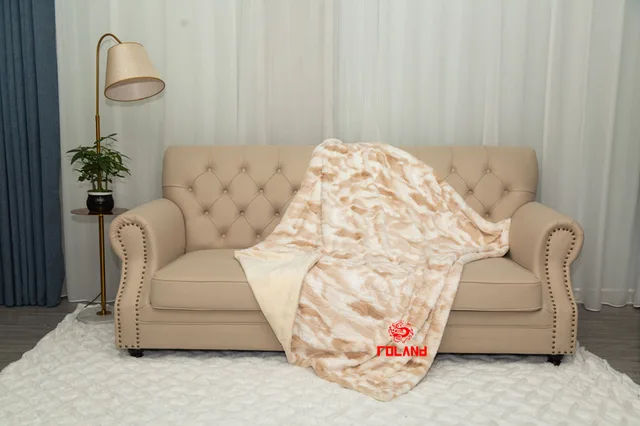 Printed Rabbit Fur With Mink Backside, 2 Layer Blanket/Throw