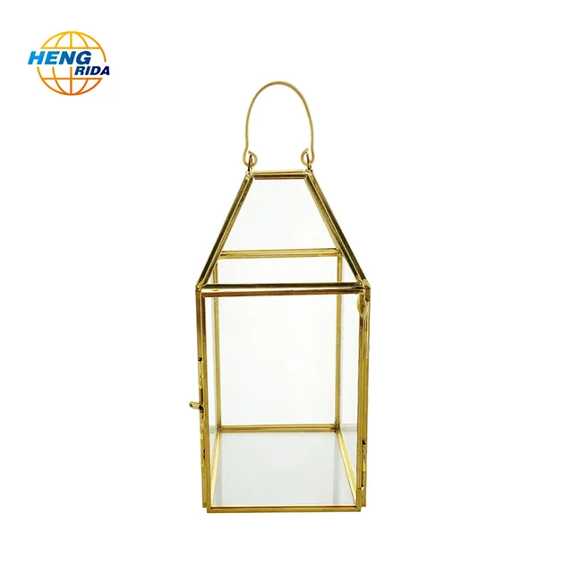 Copper Polyhedron Prism Glass Geometric Terrarium Glass Plant Hanging Terrarium