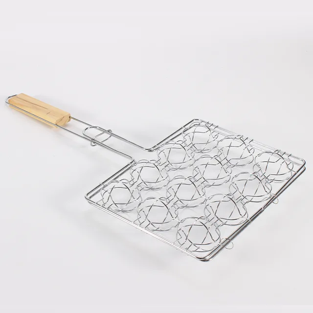 New style non-stick coating BBQ grill basket with wood handle Yangjiang Sabre