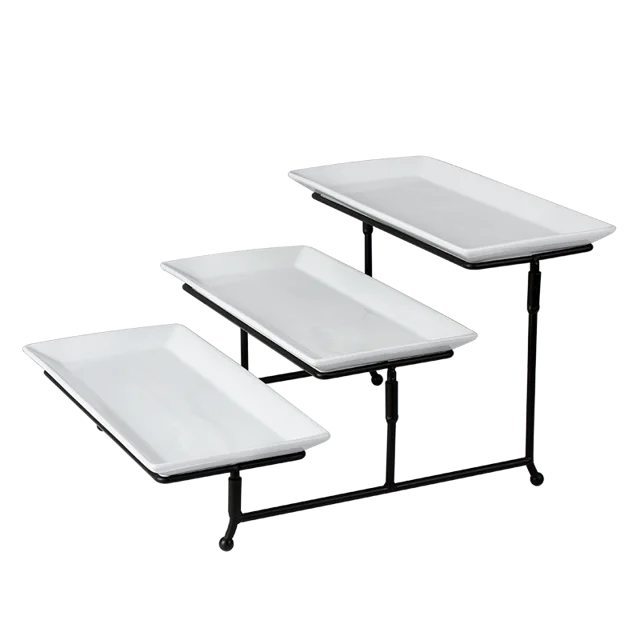 S/4 3PCS RECT PLATE WITH RACK, porcelain,durable,tableware,kitchenware, hotelware，oval，rack ，sets/3，sets/4，plate，rectangular， dinnerware